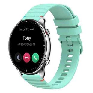 For Amazfit Watch GTR 2 Wavy Dotted Stitched 22mm Silicone Watch Band(Teal Green)