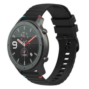 For Amazfit Watch GTR Wavy Dotted Stitched 22mm Silicone Watch Band(Black)