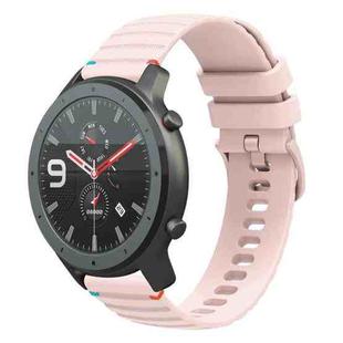 For Amazfit Watch GTR Wavy Dotted Stitched 22mm Silicone Watch Band(Rose Pink)