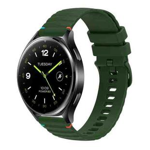 For Xiaomi Watch 2 Wavy Dotted Stitched 22mm Silicone Watch Band(Army Green)