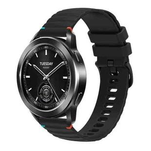 For Xiaomi Watch S3 Wavy Dotted Stitched 22mm Silicone Watch Band(Black)