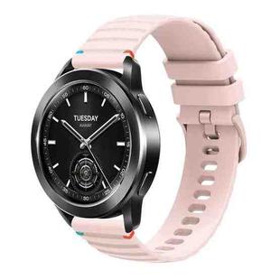 For Xiaomi Watch S3 Wavy Dotted Stitched 22mm Silicone Watch Band(Rose Pink)