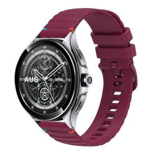 For Xiaomi Watch 2 Pro Wavy Dotted Stitched 22mm Silicone Watch Band(Wine Red)