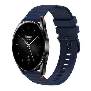 For Xiaomi Watch S2 Wavy Dotted Stitched 22mm Silicone Watch Band(Navy Blue)