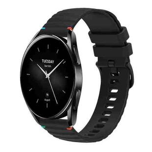 For Xiaomi Watch S2 Wavy Dotted Stitched 22mm Silicone Watch Band(Black)