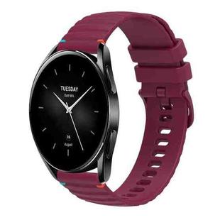 For Xiaomi Watch S2 Wavy Dotted Stitched 22mm Silicone Watch Band(Wine Red)