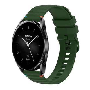 For Xiaomi Watch S2 Wavy Dotted Stitched 22mm Silicone Watch Band(Army Green)