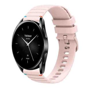 For Xiaomi Watch S2 Wavy Dotted Stitched 22mm Silicone Watch Band(Rose Pink)