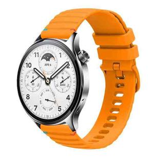 For Xiaomi Watch S1 Pro Wavy Dotted Stitched 22mm Silicone Watch Band(Amber Yellow)