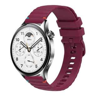 For Xiaomi Watch S1 Pro Wavy Dotted Stitched 22mm Silicone Watch Band(Wine Red)