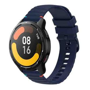 For Xiaomi Watch S1 Active Wavy Dotted Stitched 22mm Silicone Watch Band(Navy Blue)