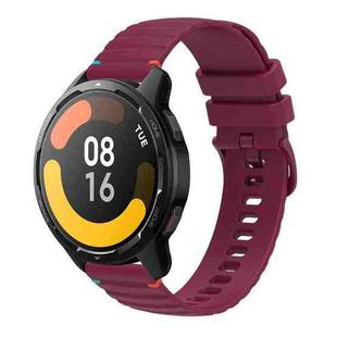 For Xiaomi Watch S1 Active Wavy Dotted Stitched 22mm Silicone Watch Band(Wine Red)