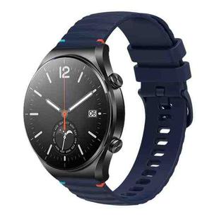 For Xiaomi Watch S1 Wavy Dotted Stitched 22mm Silicone Watch Band(Navy Blue)