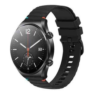 For Xiaomi Watch S1 Wavy Dotted Stitched 22mm Silicone Watch Band(Black)