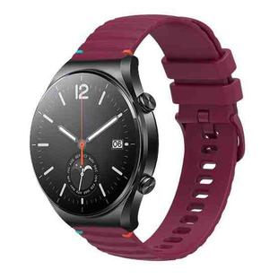 For Xiaomi Watch S1 Wavy Dotted Stitched 22mm Silicone Watch Band(Wine Red)