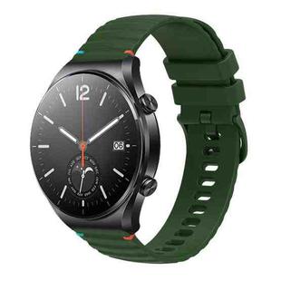 For Xiaomi Watch S1 Wavy Dotted Stitched 22mm Silicone Watch Band(Army Green)