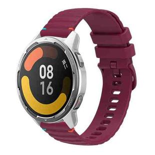 For Xiaomi Watch Color 2 Wavy Dotted Stitched 22mm Silicone Watch Band(Wine Red)