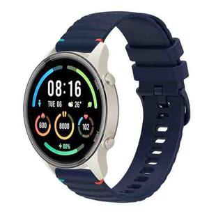 For Xiaomi Watch Sport Wavy Dotted Stitched 22mm Silicone Watch Band(Navy Blue)