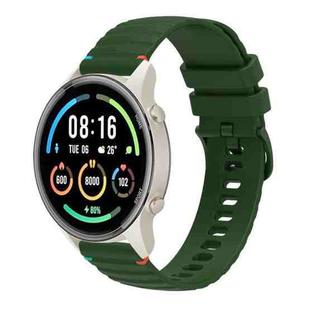 For Xiaomi Watch Sport Wavy Dotted Stitched 22mm Silicone Watch Band(Army Green)