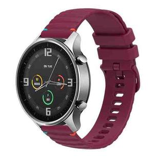 For Xiaomi Watch Color Wavy Dotted Stitched 22mm Silicone Watch Band(Wine Red)