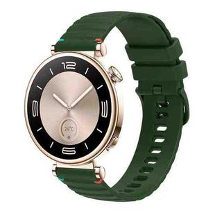 For Huawei Watch GT 4 41mm Wavy Dotted Stitched 18mm Silicone Watch Band(Army Green)