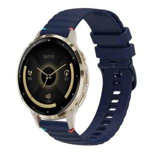 For Garmin Venu 3S Wavy Dotted Stitched 18mm Silicone Watch Band(Navy Blue)