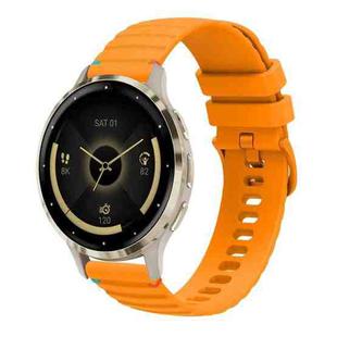 For Garmin Venu 3S Wavy Dotted Stitched 18mm Silicone Watch Band(Amber Yellow)