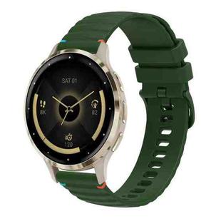 For Garmin Venu 3S Wavy Dotted Stitched 18mm Silicone Watch Band(Army Green)