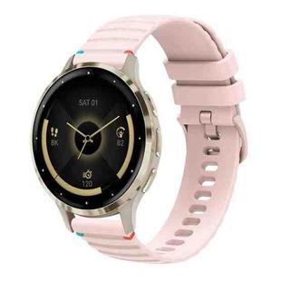 For Garmin Venu 3S Wavy Dotted Stitched 18mm Silicone Watch Band(Rose Pink)