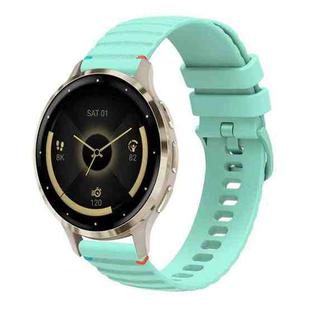 For Garmin Venu 3S Wavy Dotted Stitched 18mm Silicone Watch Band(Teal Green)