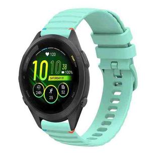 For Garmin Forerunner 265S Wavy Dotted Stitched 18mm Silicone Watch Band(Teal Green)