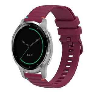 For Garmin Active S Wavy Dotted Stitched 18mm Silicone Watch Band(Wine Red)