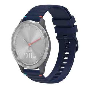 For Garmin Vivomove 3S Wavy Dotted Stitched 18mm Silicone Watch Band(Navy Blue)