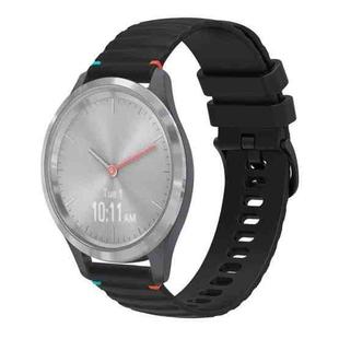 For Garmin Vivomove 3S Wavy Dotted Stitched 18mm Silicone Watch Band(Black)