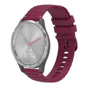 For Garmin Vivomove 3S Wavy Dotted Stitched 18mm Silicone Watch Band(Wine Red)