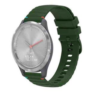 For Garmin Vivomove 3S Wavy Dotted Stitched 18mm Silicone Watch Band(Army Green)