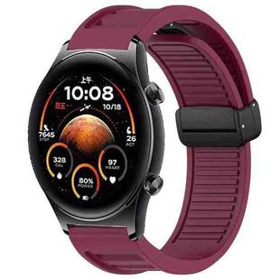 For Honor Watch GS 4 Window Blind Magnetic Buckle 22mm Silicone Watch Band(Wine Red)