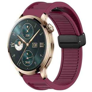 For Honor Watch 4 Pro Window Blind Magnetic Buckle 22mm Silicone Watch Band(Wine Red)