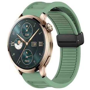 For Honor Watch 4 Pro Window Blind Magnetic Buckle 22mm Silicone Watch Band(Pine Green)