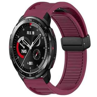 For Honor Watch GS Pro Window Blind Magnetic Buckle 22mm Silicone Watch Band(Wine Red)