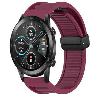 For Honor Magic Watch Window Blind Magnetic Buckle 22mm Silicone Watch Band(Wine Red)