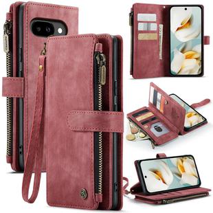 For Google Pixel 9a CaseMe C30 Card Slots Zipper Wallet Leather Phone Case(Wine Red)