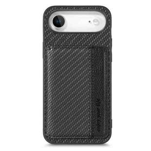 For iPhone Air Carbon Fiber Magnetic Card Wallet RFID Blocking Phone Case(Black)