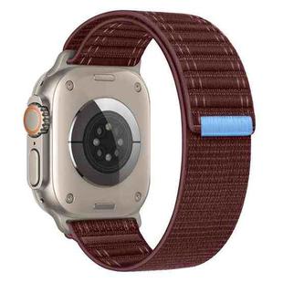 For Apple Watch SE 2023 44mm Sea Wave Nylon Hook and Loop Fastener Watch Band(Wine Red)