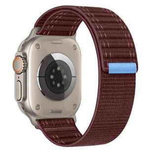 For Apple Watch Ultra 2 49mm Sea Wave Nylon Hook and Loop Fastener Watch Band(Wine Red)