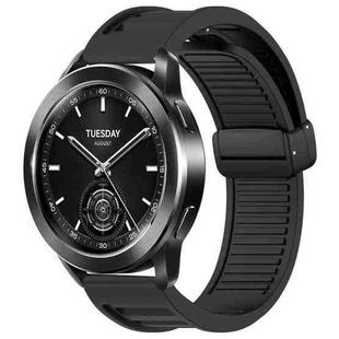 For Xiaomi Watch S3 Window Blind Magnetic Buckle 22mm Silicone Watch Band(Black)