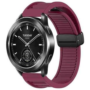 For Xiaomi Watch S3 Window Blind Magnetic Buckle 22mm Silicone Watch Band(Wine Red)