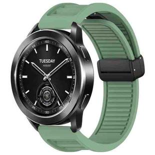 For Xiaomi Watch S3 Window Blind Magnetic Buckle 22mm Silicone Watch Band(Pine Green)