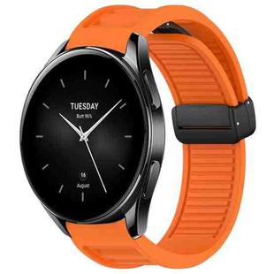 For Xiaomi Watch S2 Window Blind Magnetic Buckle 22mm Silicone Watch Band(Orange)