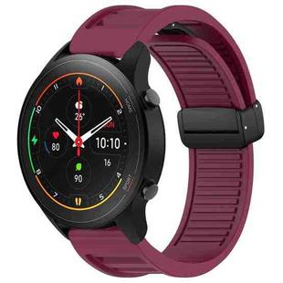 For Xiaomi Watch S1 Pro Window Blind Magnetic Buckle 22mm Silicone Watch Band(Wine Red)